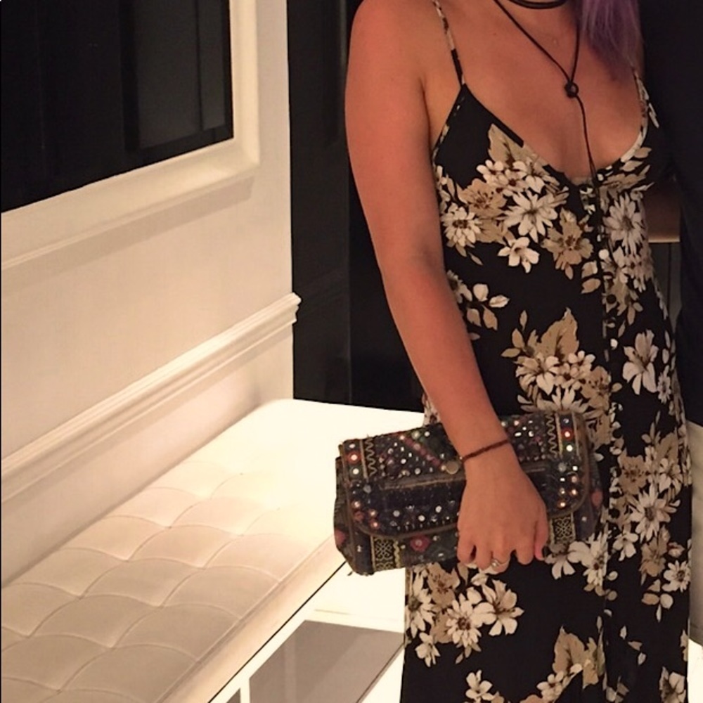 Sexy FLYNN SKYE dress 🖤  boho BUTTON DETAIL, BACKLESS with slit - Picture 2 of 8